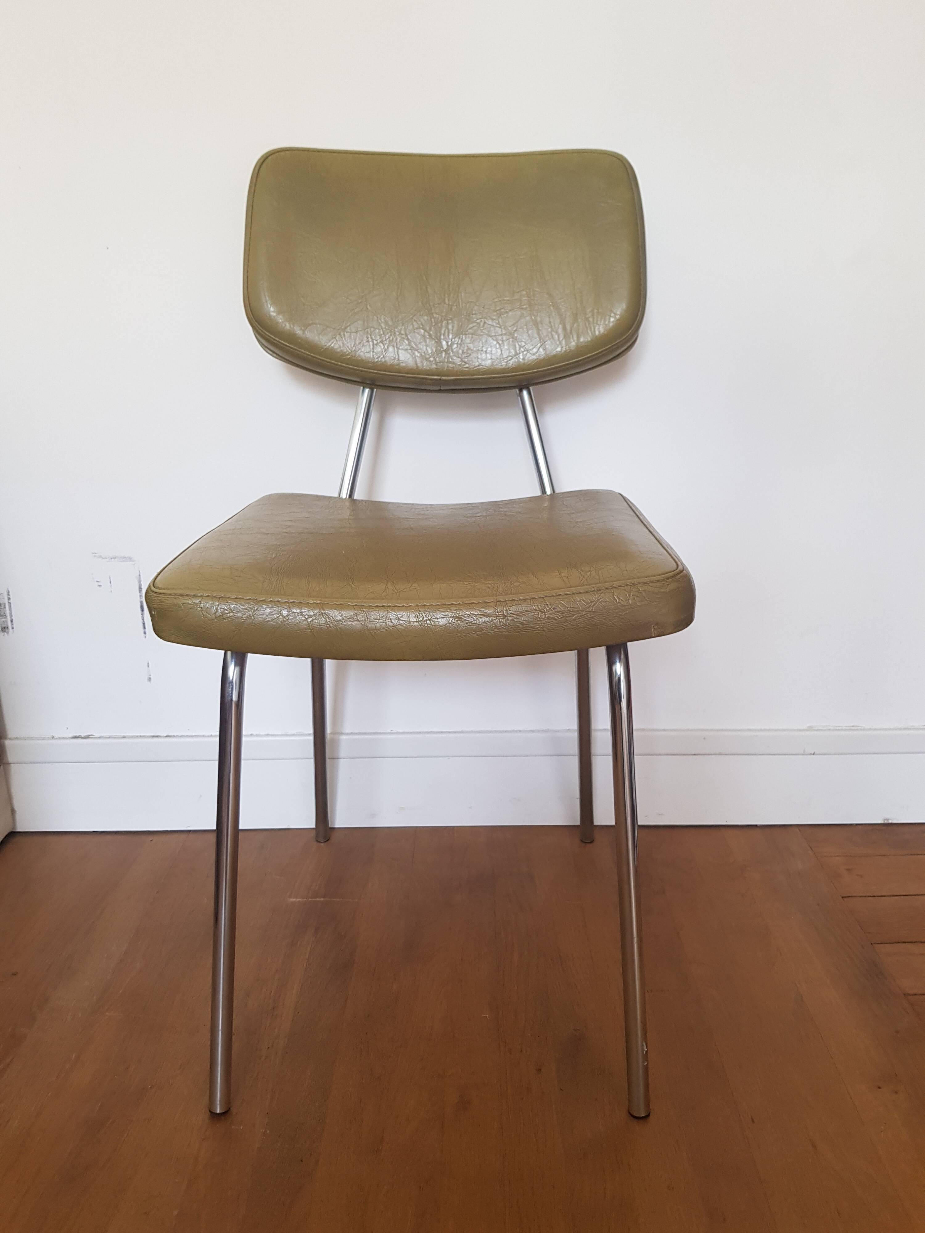 Vintage Hauser metal and skai chair