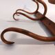Curved wooden coat rack 3 walnut hooks Jacob & joseph Kohn 1900/1920.