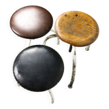 Vintage Industrial Adjustable Swivel Stools, Set of 3
