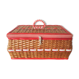 Vintage wicker and scoubidou sewing box