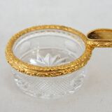 Small glass and gilt bronze ashtray Fleurs de lys