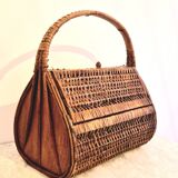 60s wicker basket handbag