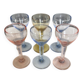 Set of 6 vintage coloured liqueur glasses