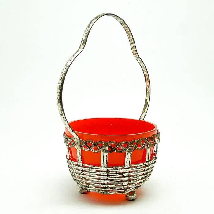 H8Z Basket Sugar Bowl with Glass Kralik Type