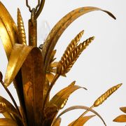 Beautiful 1970s gold-plated 5-arm tall metal chandelier by Hans Kögl