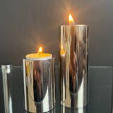 Chrome cylinder candlesticks from the 1980s