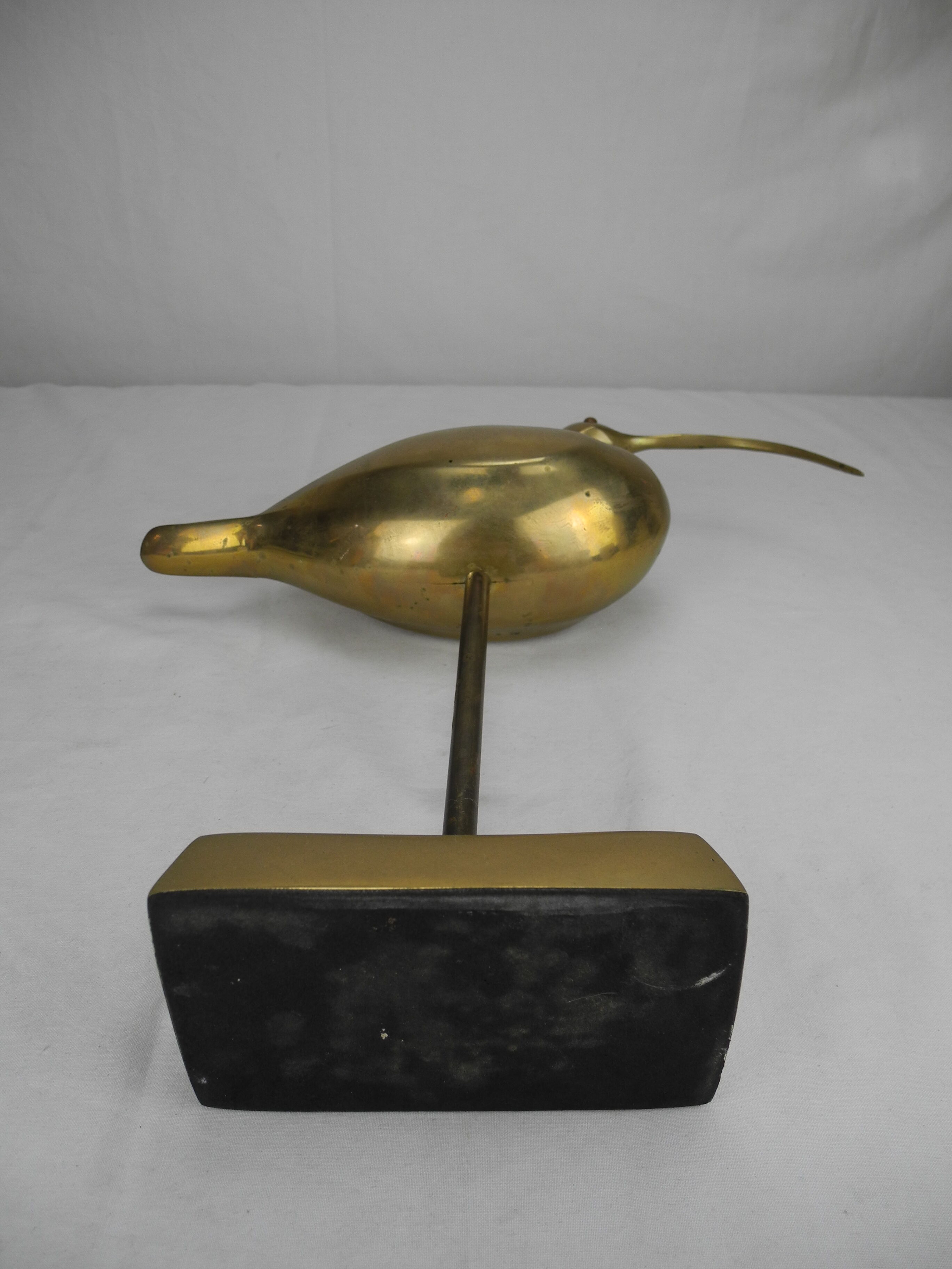 Old statuette bird brass deco vintage brass bird statue curlew