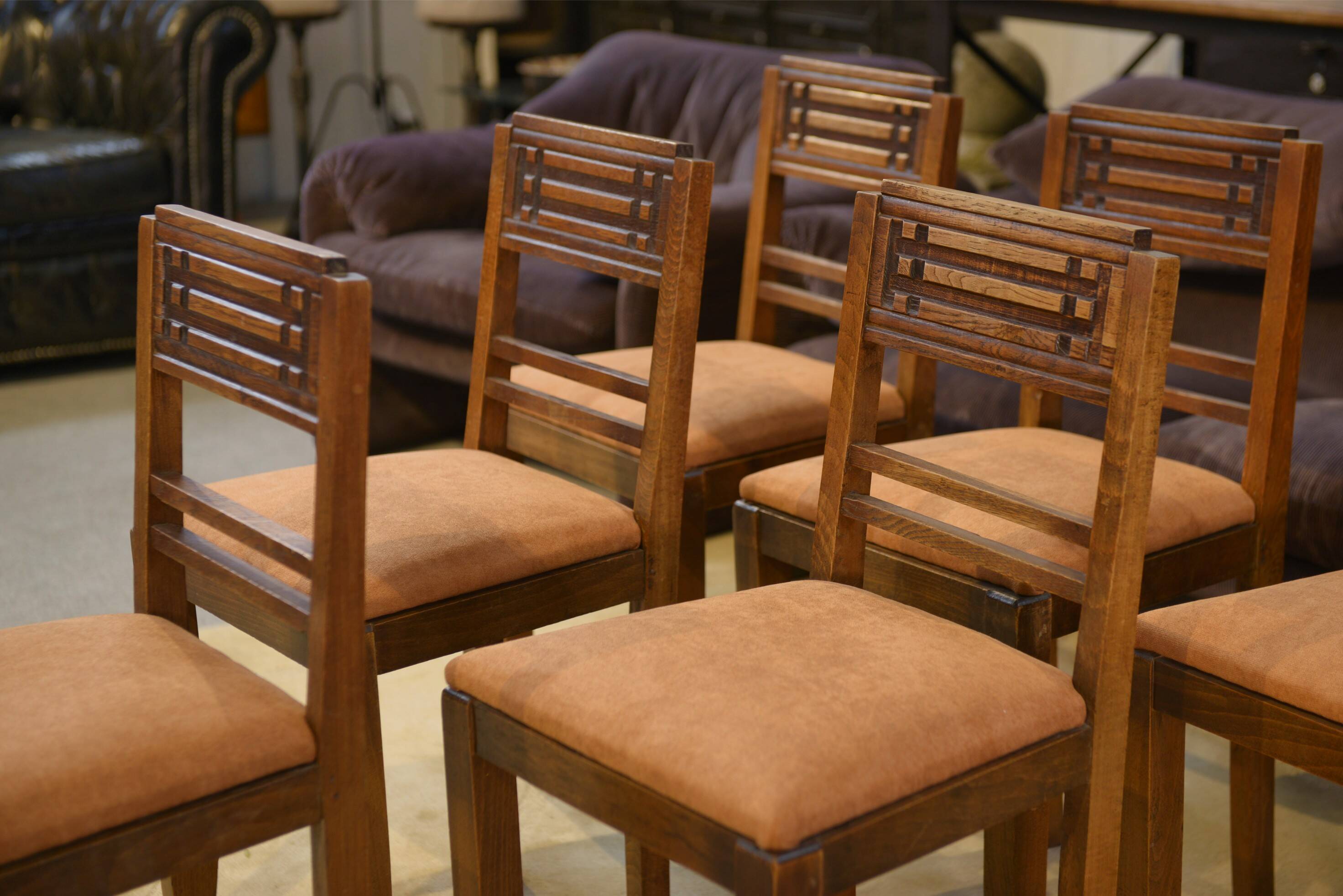 Set of 6 brutalist chairs from the 1950s.