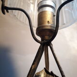 Black wrought iron lamp with gold patina