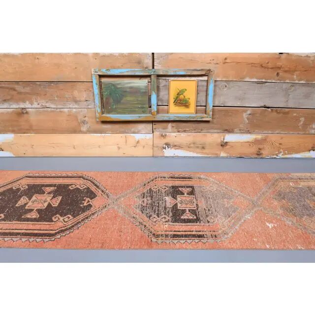 1970s Turkish Hand-Knotted Runner Rug 87x386