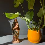 Old Virgin Mary sculpture in polychrome wood, 18th century