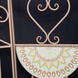 Wrought iron and ceramic half-moon shelf