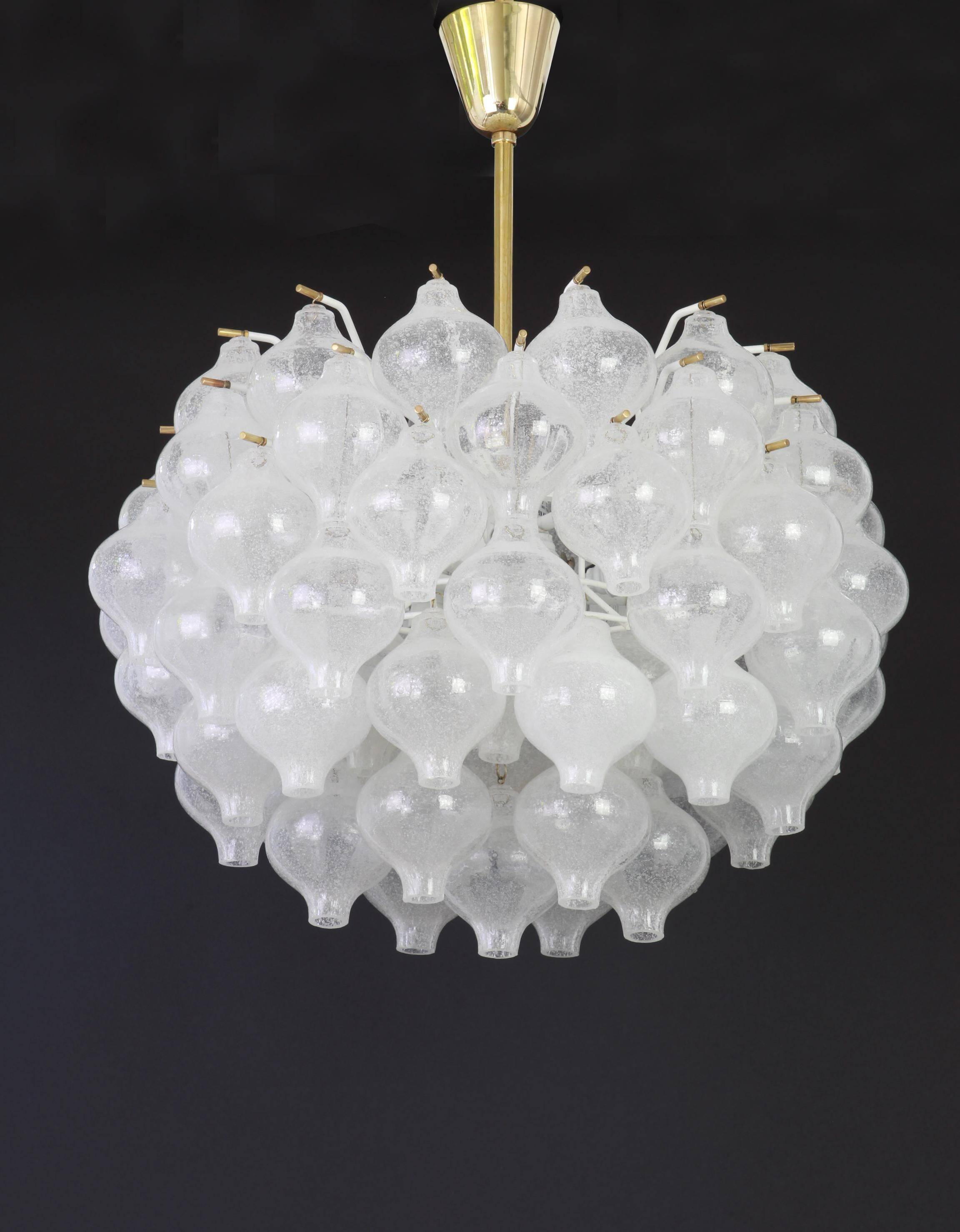 Large glass chandelier Tulipan by Kalmar, Austria, 1960s