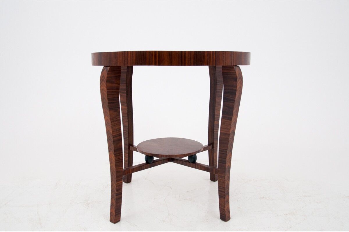 Table basse ronde art déco, pologne, milieu du 20ème siècle