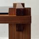 Modernist side table/nightstand in pine wood & smoked glass, 1970s design.