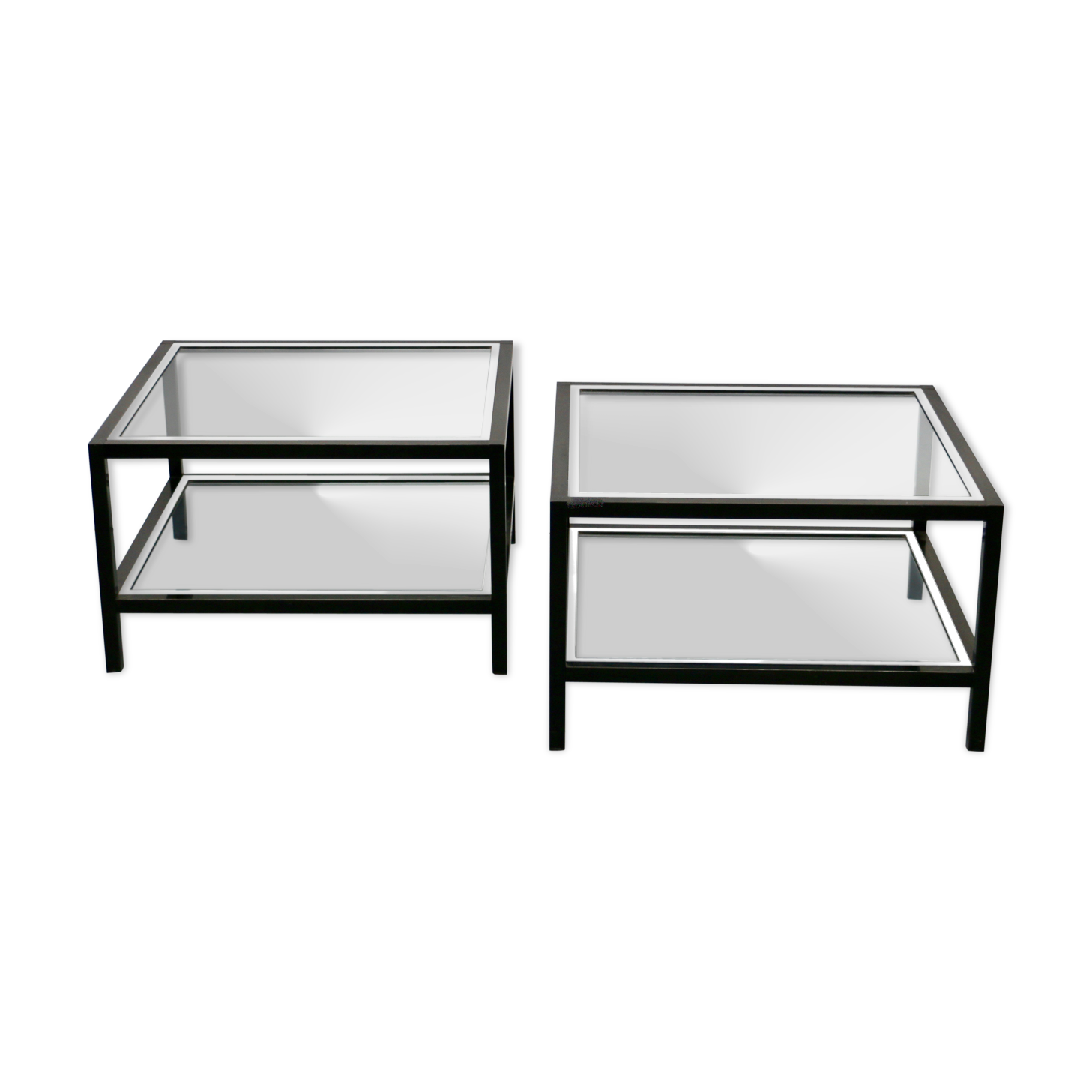 Paire de bouts de canapés verre et métal
