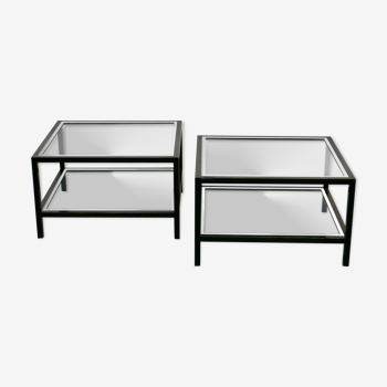 Pair of pieces of glass and metal sofas