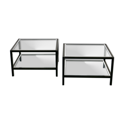 Paire de bouts de canapés verre et métal