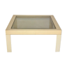 Vintage white plastic coffee table and glass