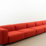 Vitra modular soft 5-seat sofa by Jasper Morrison in red Fabric