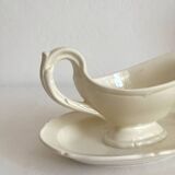 Old sauce boat in Montereau earthenware ironstone