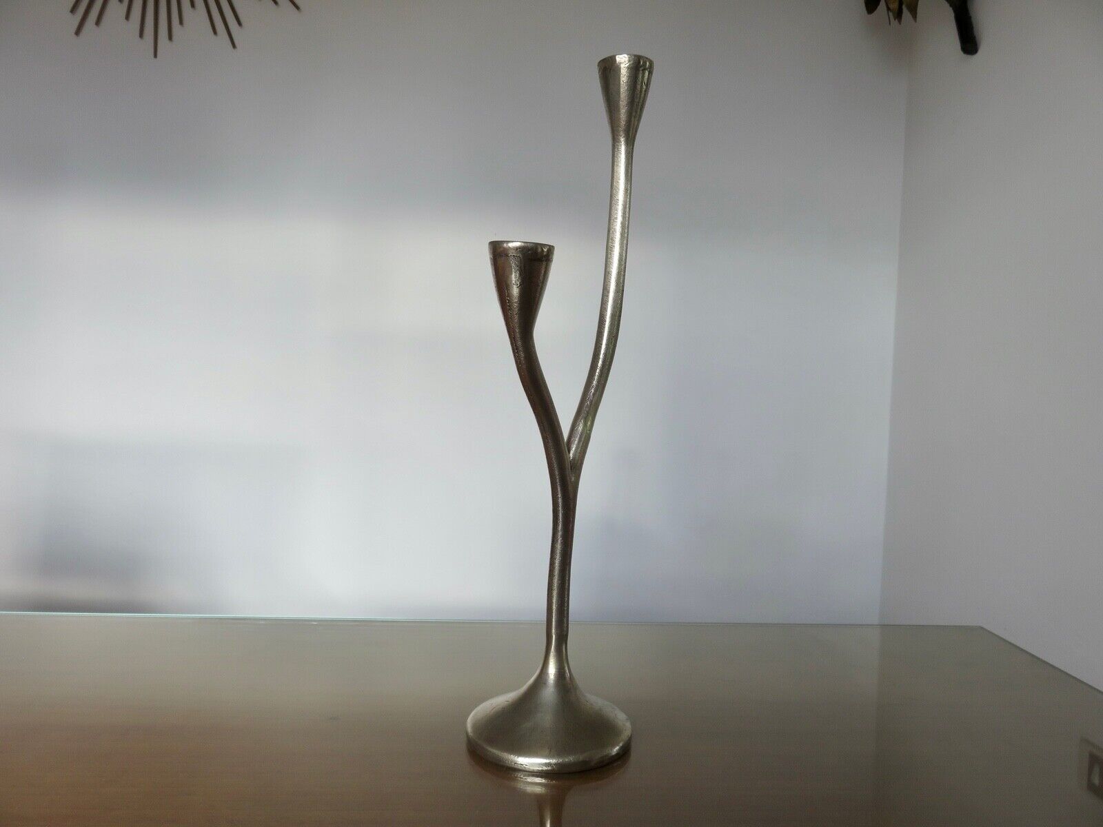 Modernist candle holder in solid bronze 1970