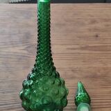 Italian carafe in Empoli glass, Boules model, green color, year 60.