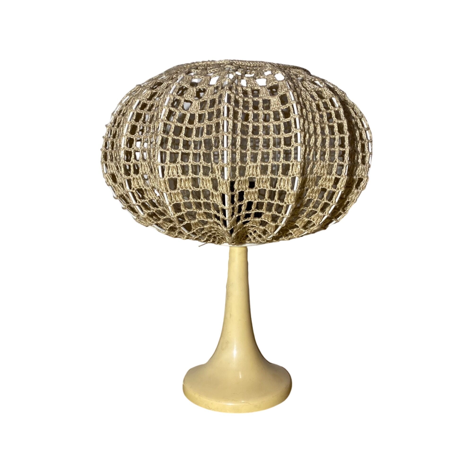 Vintage Tulip Lamp ARO Germany | 1960s German Designer Lighting With Tulip Base And Cotton Shade