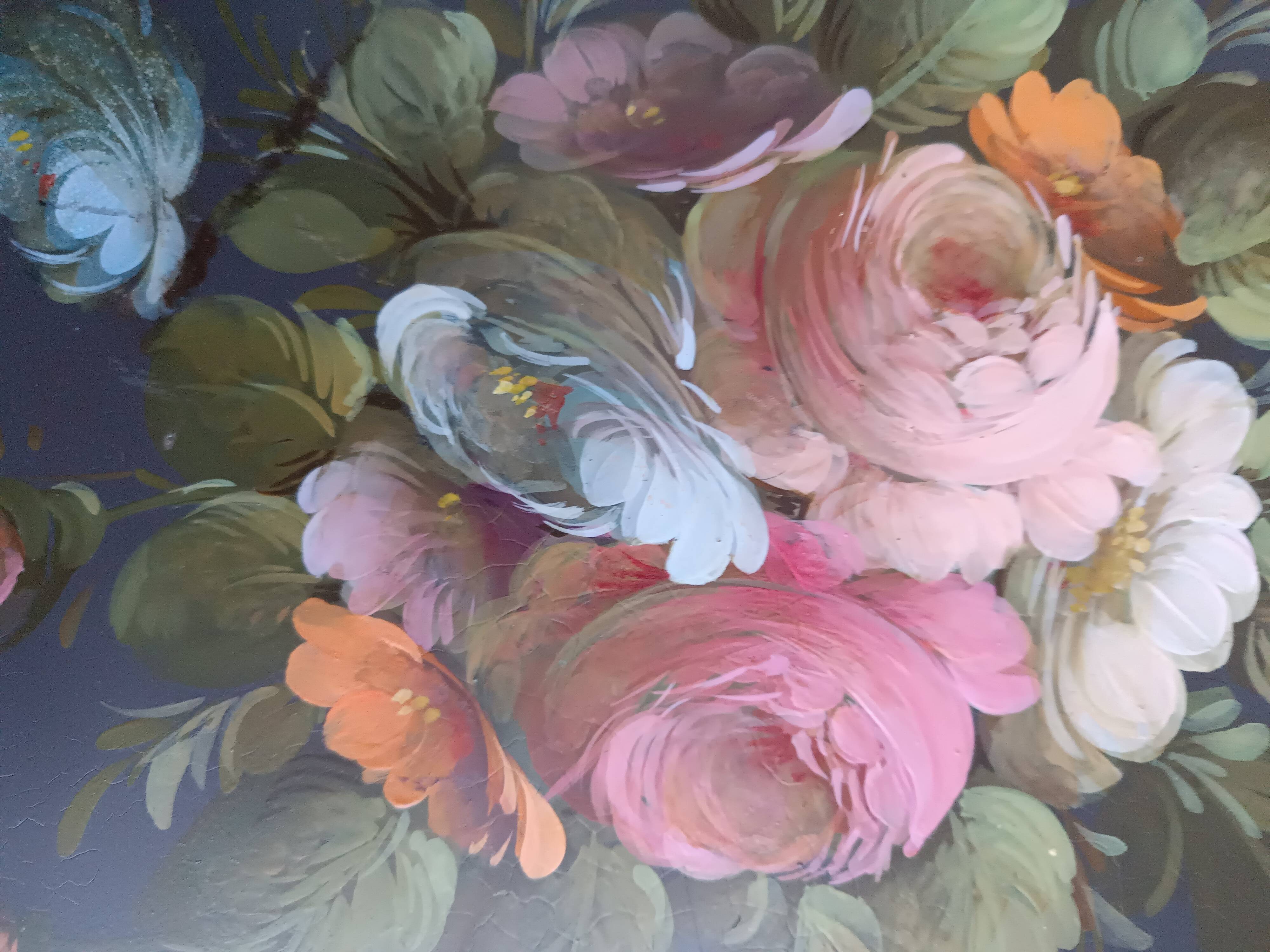 Napoleon III painted sheet metal round serving tray