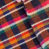 Handwoven vintage accent geometrical rug, colorful wool
