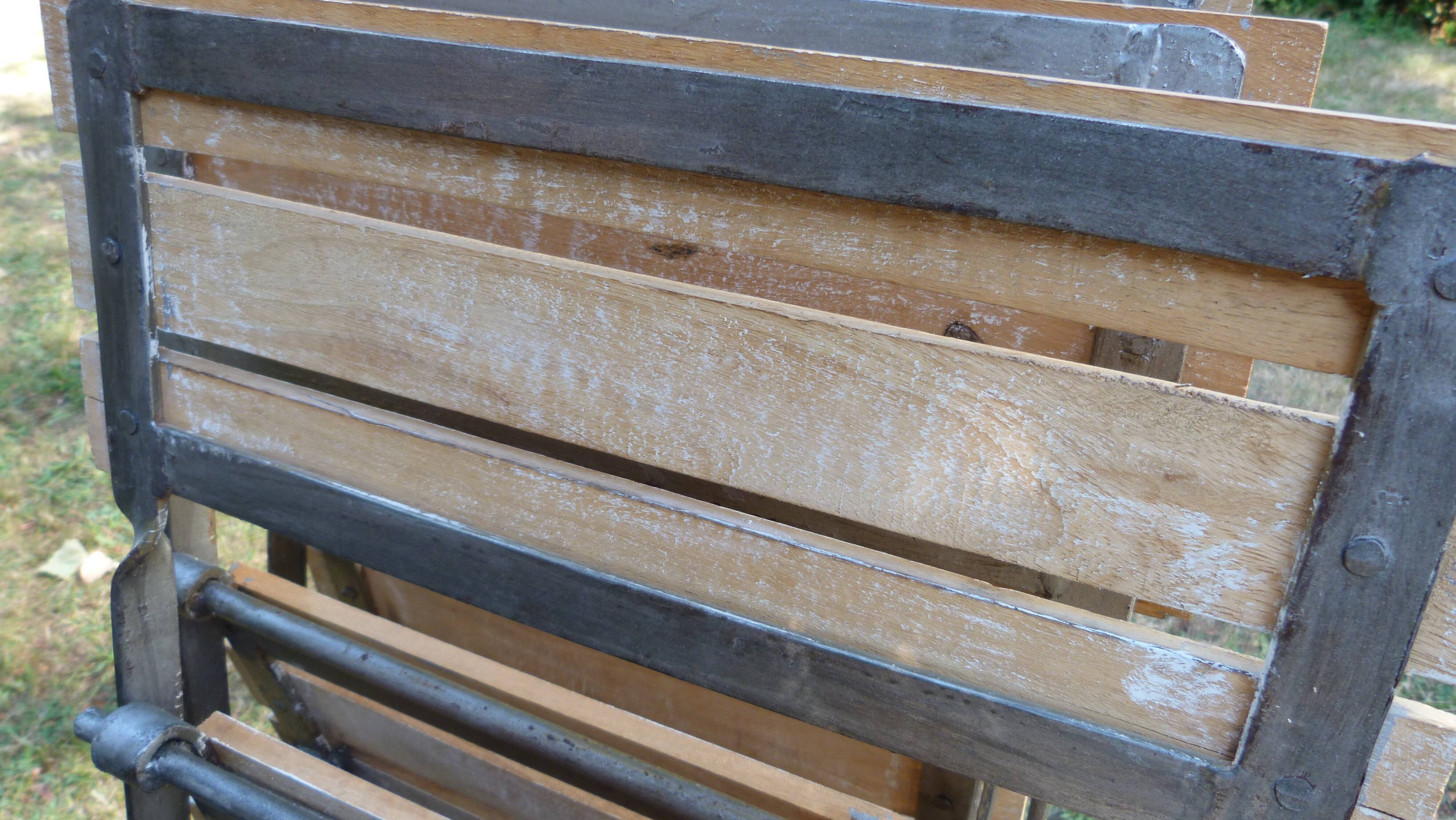 4 chairs bistro folding metal and slatted wood