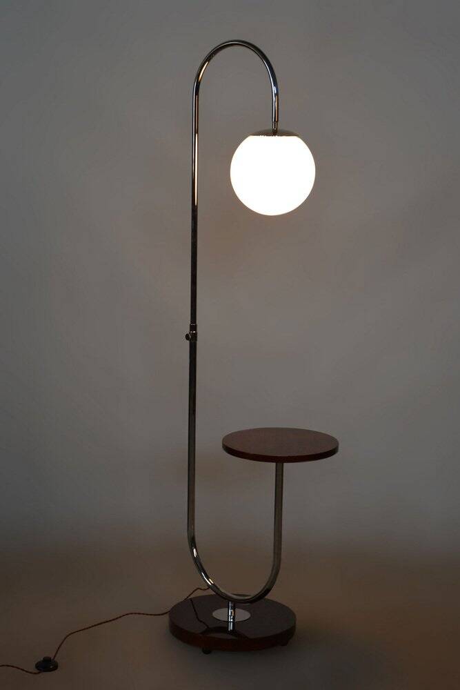 Art Deco Floor Lamp in Chrome attributed to Jindřich Halabala for Up Závody, Czechia, 1930s