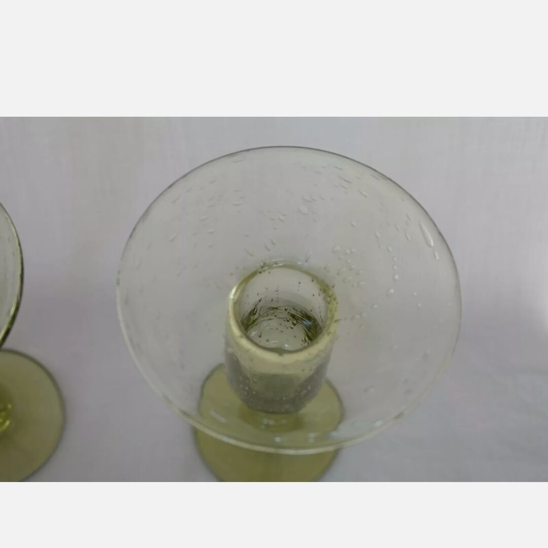 Pair of biot glass candlesticks