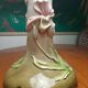 Orchid-patterned earthenware table lamp