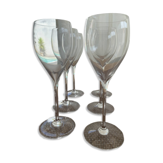 Champagne flutes cristal de bohemia signed veuve clicquot ponsardin
