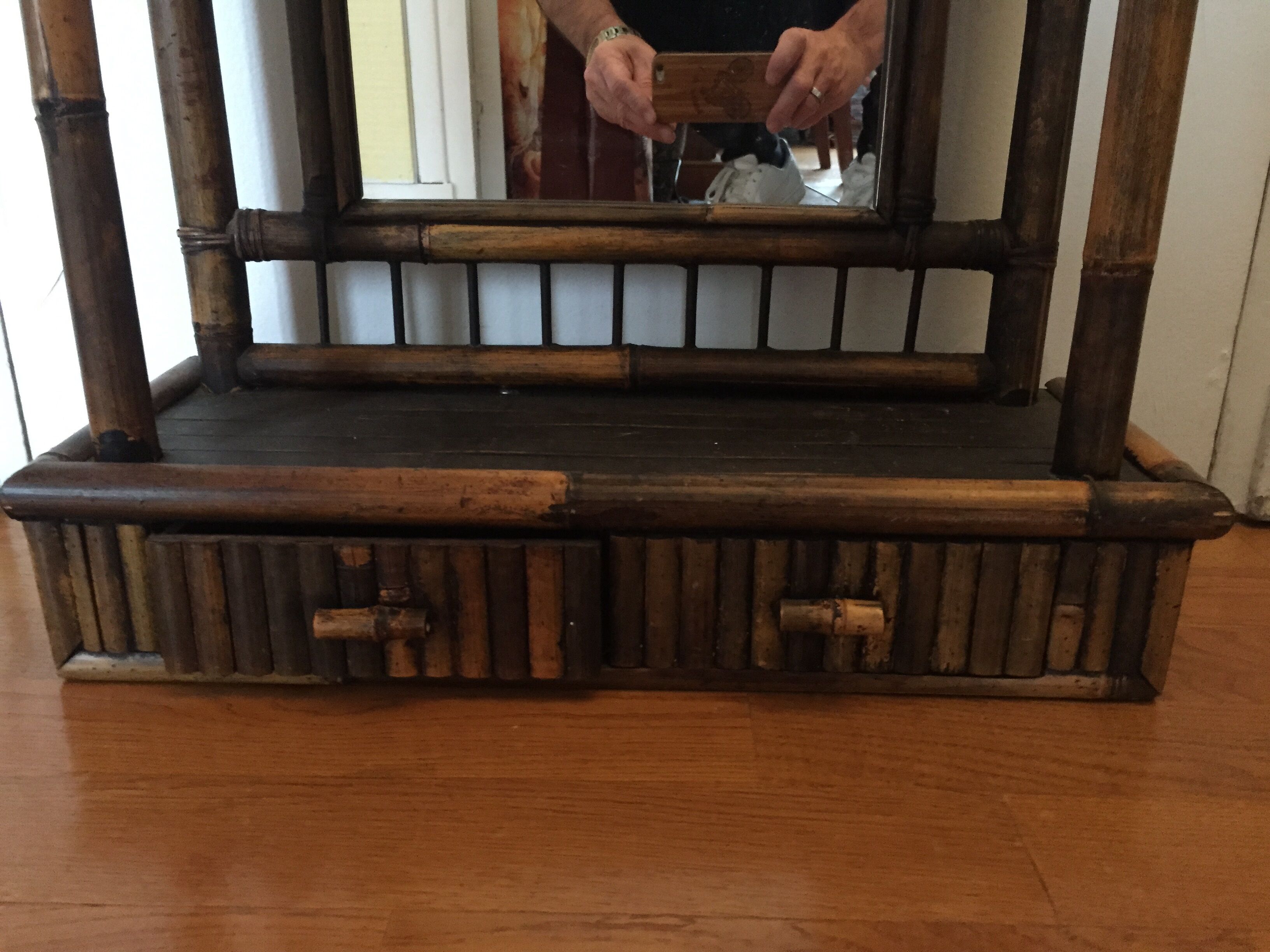 Miroir pagode en bambou 78 x 52 cm