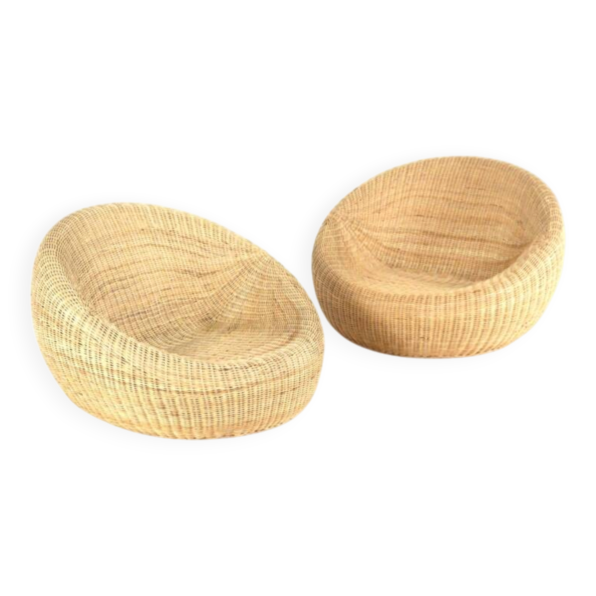 Set of 2 vintage Ikea wicker armchairs "donut"