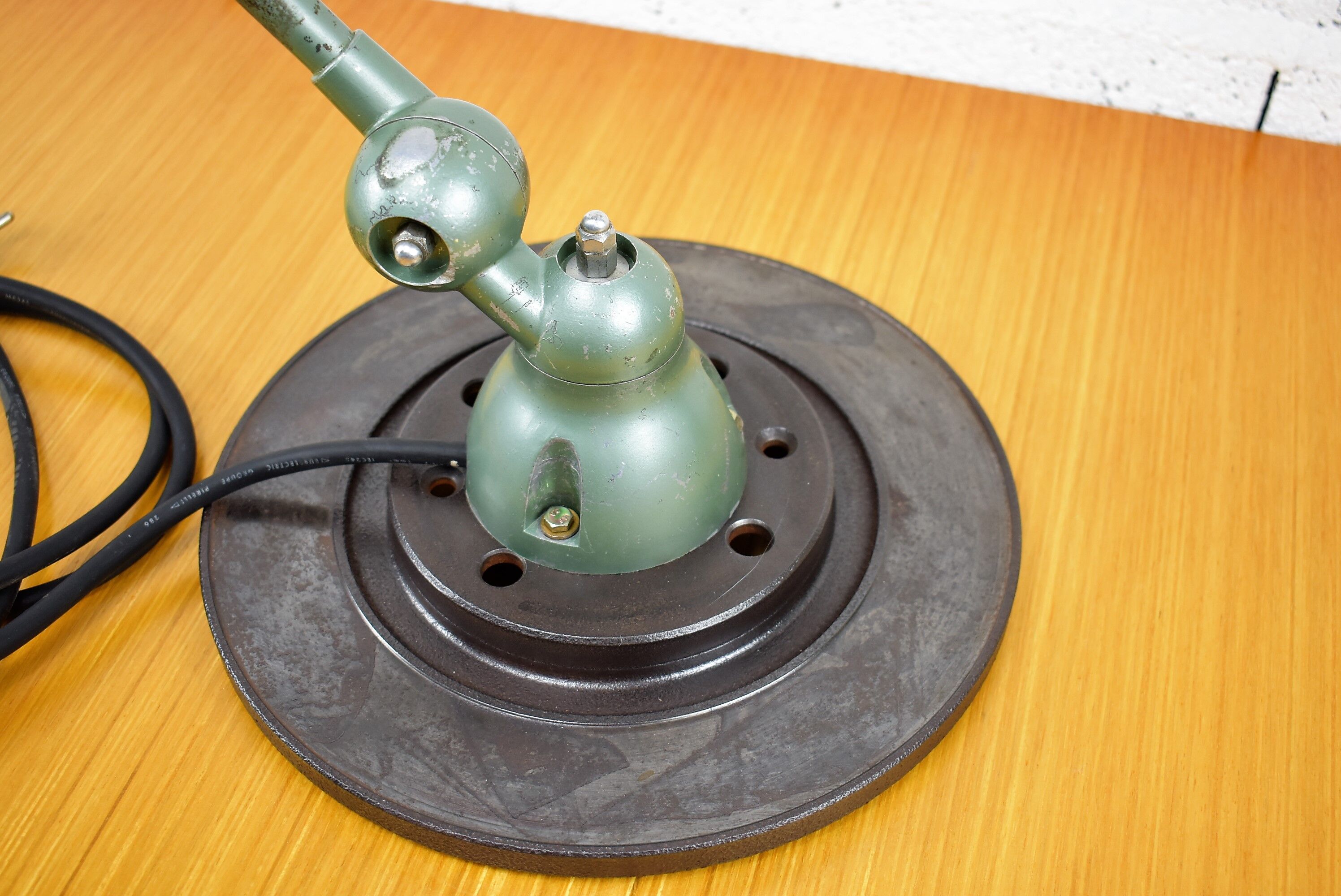 Green Jielde Industrial lamp on base