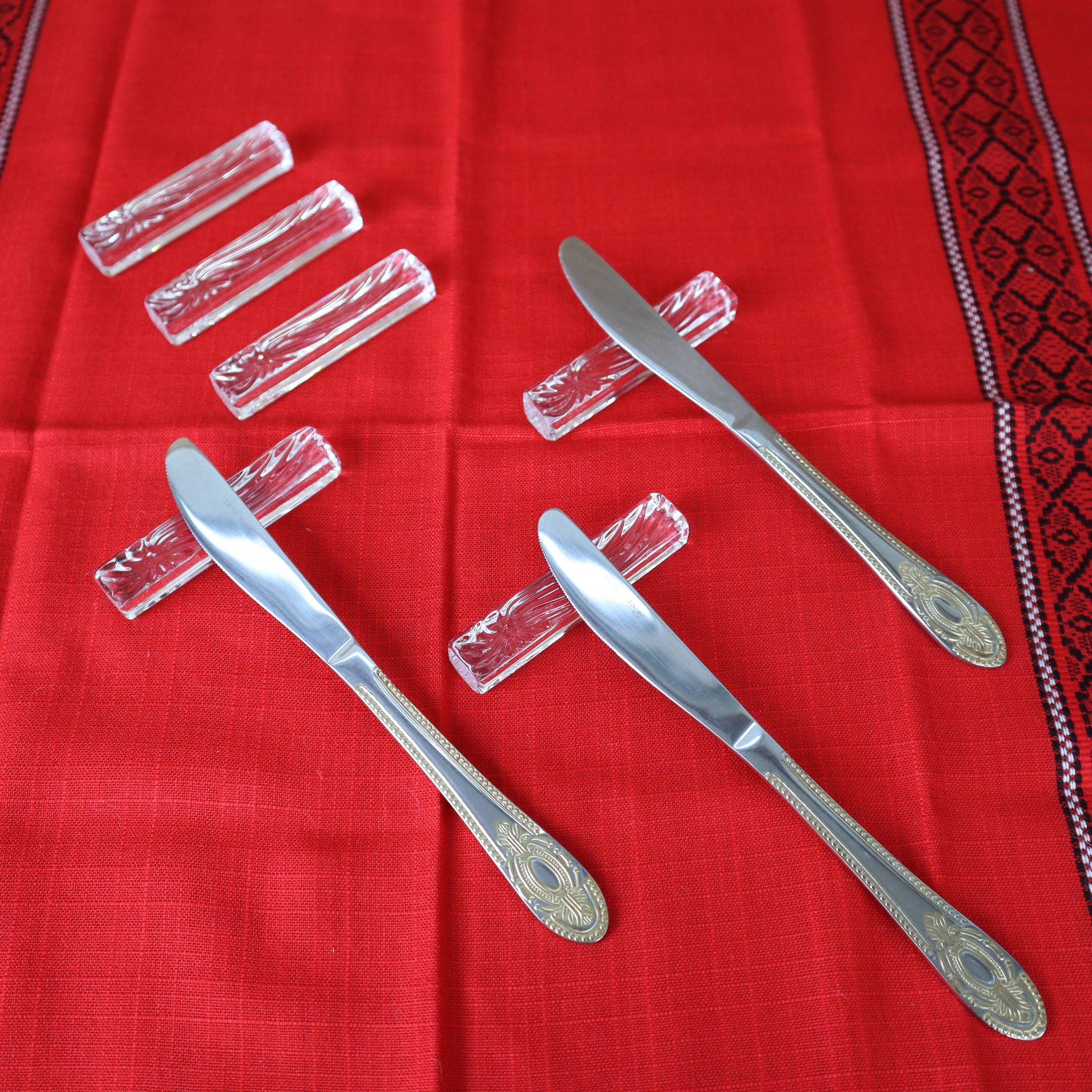 6 knife holders from the vannes le chatel crystal works - france 1765