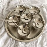 Stainless steel ice cream cup and tray set