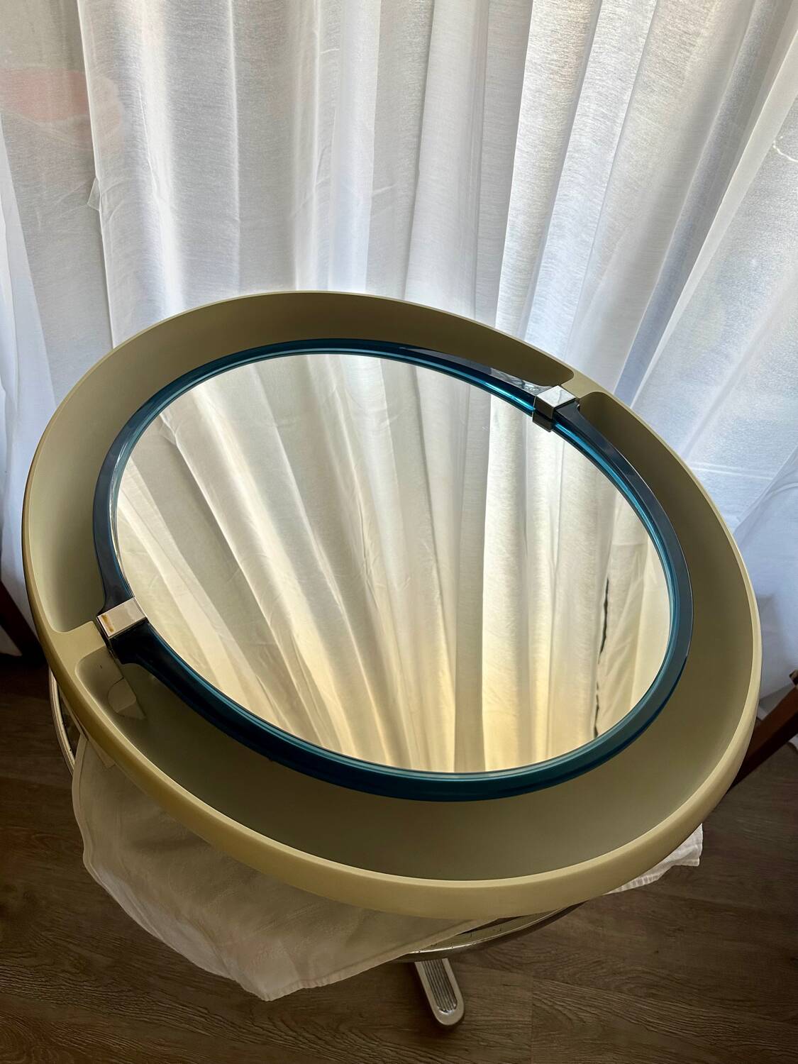 Large Oval Illuminated Swivelling Mirror Allibert A136 Vintage 70s Space A
