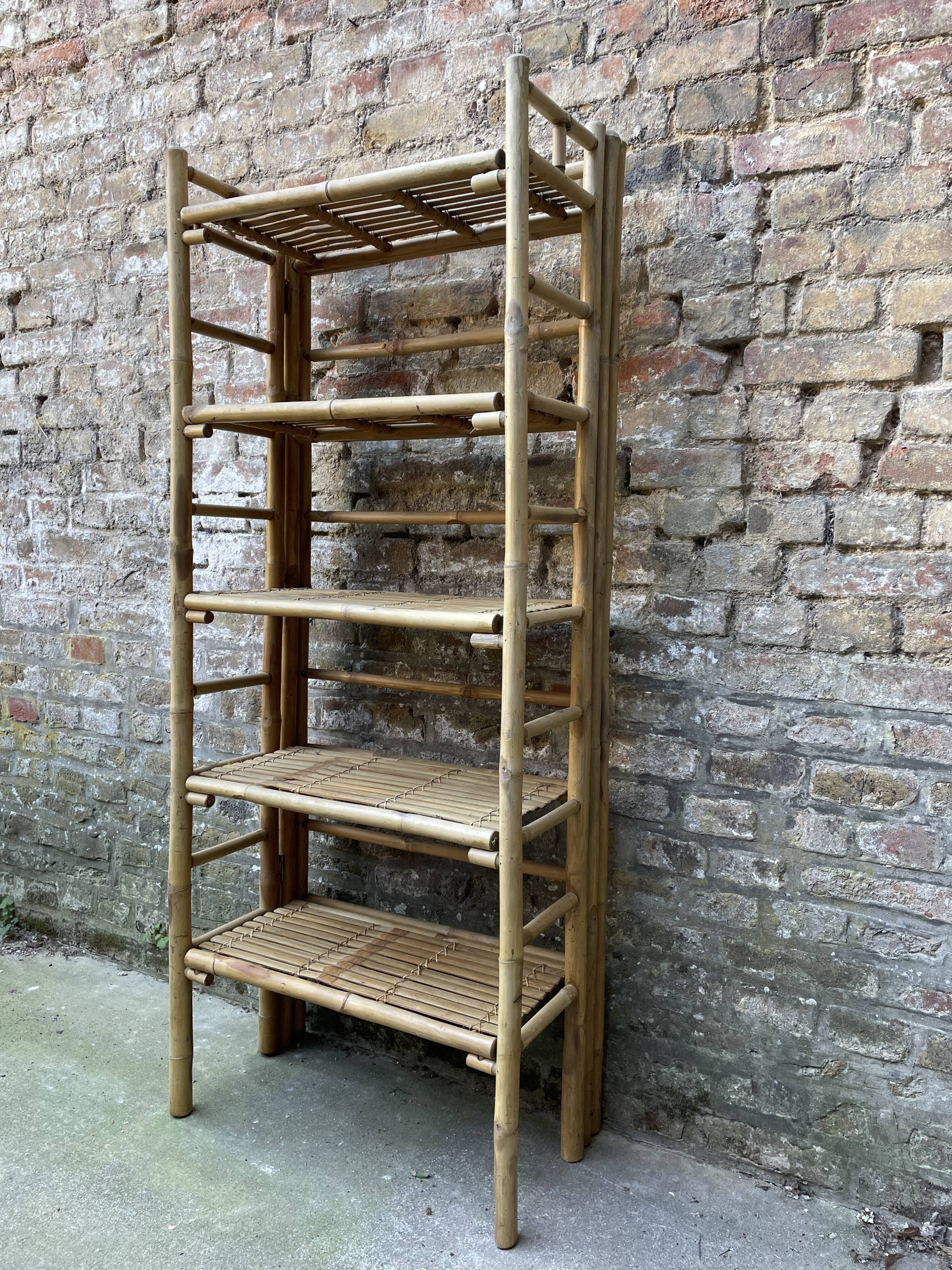 Foldable vintage bamboo bookcase