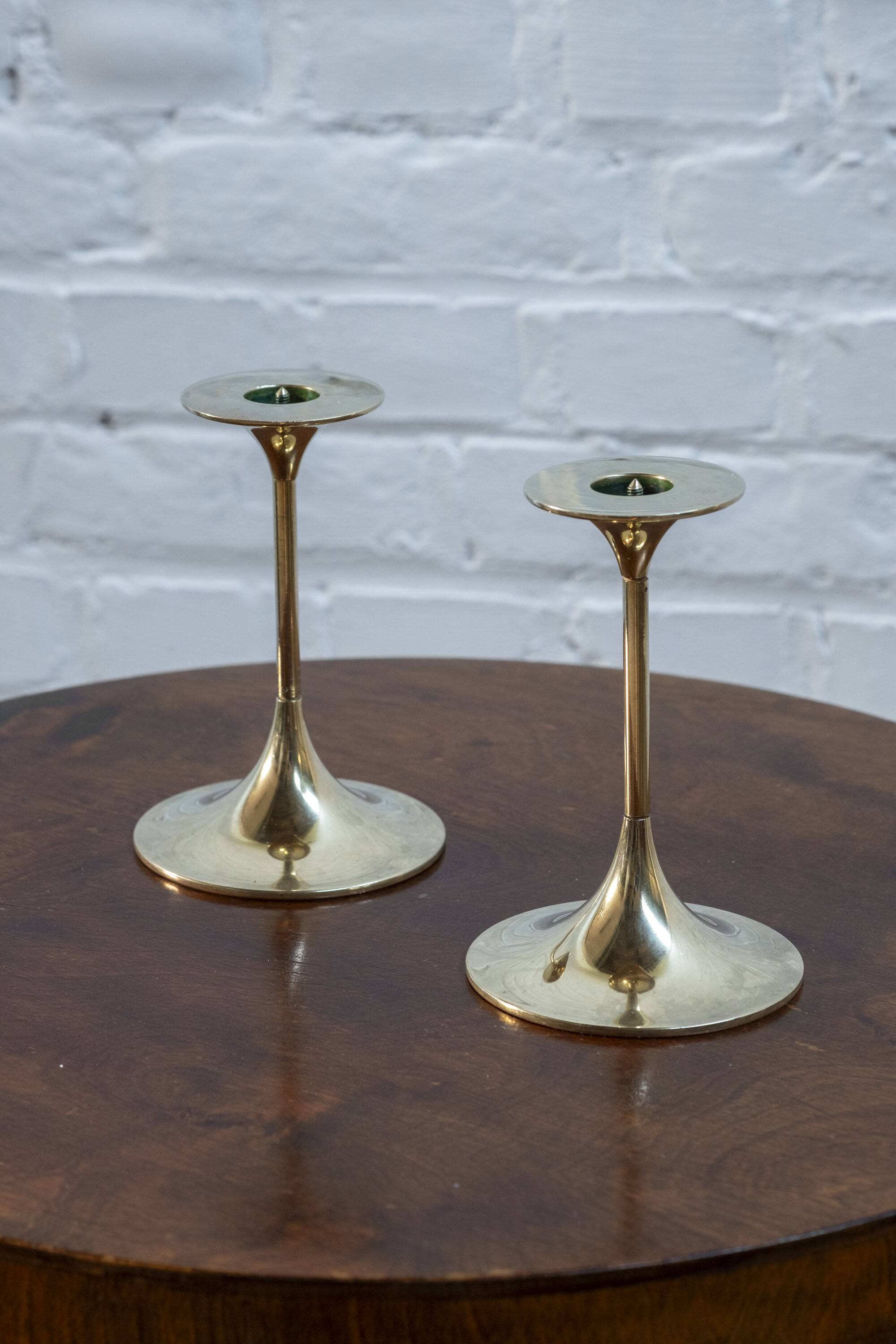 2x Brass Candle Holder by Max Brüel for Torben Ørskov, 1960s Denmark