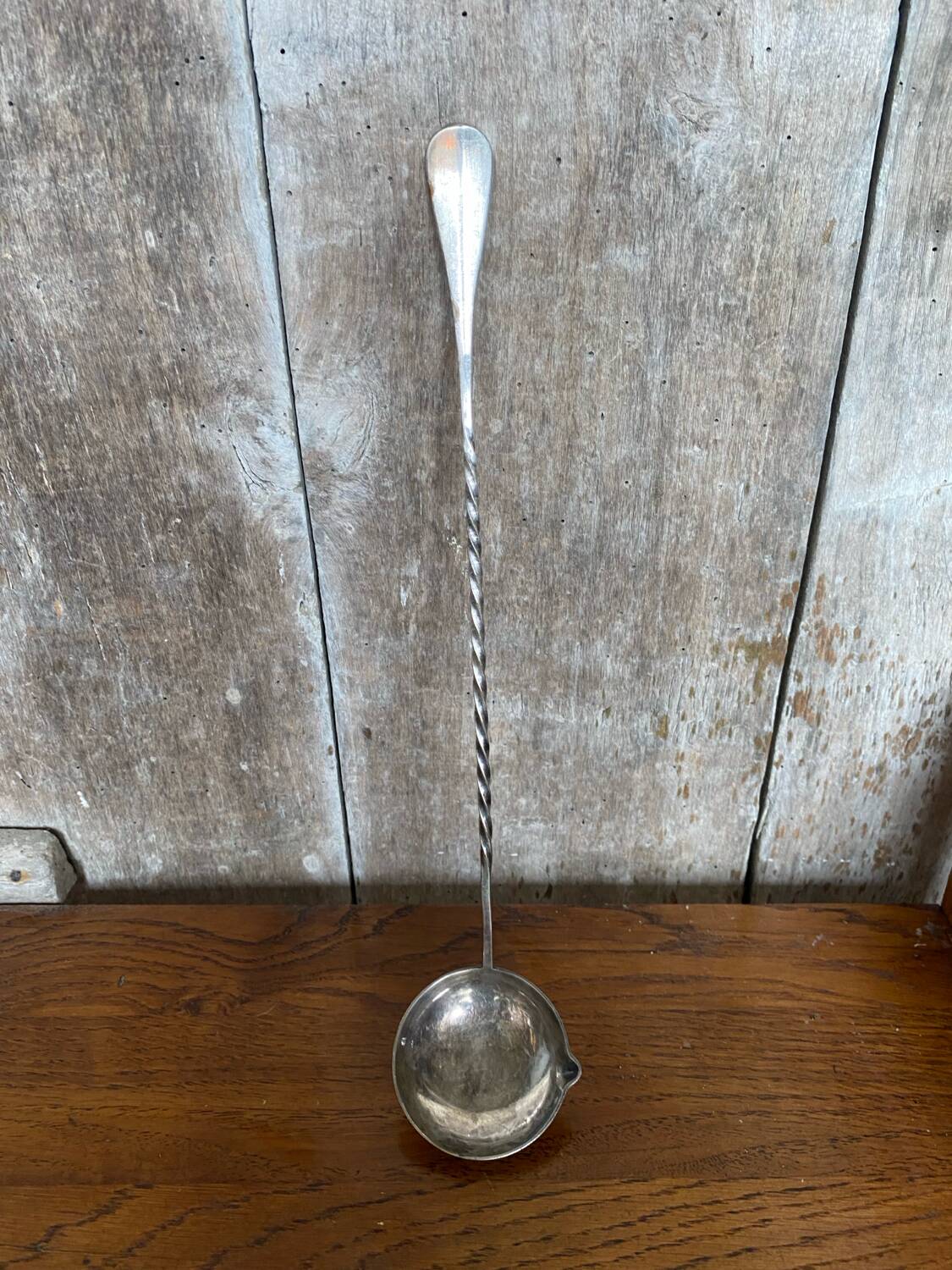 Old Punch Ladle Goldsmith Cailar Bayard Metal Silver Twisted Handle #B341