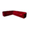 Modular sofa upholstered in red velvet from the 70