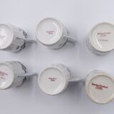 6 cups and saucers porcelain Haviland Limoges barbed-wire décor