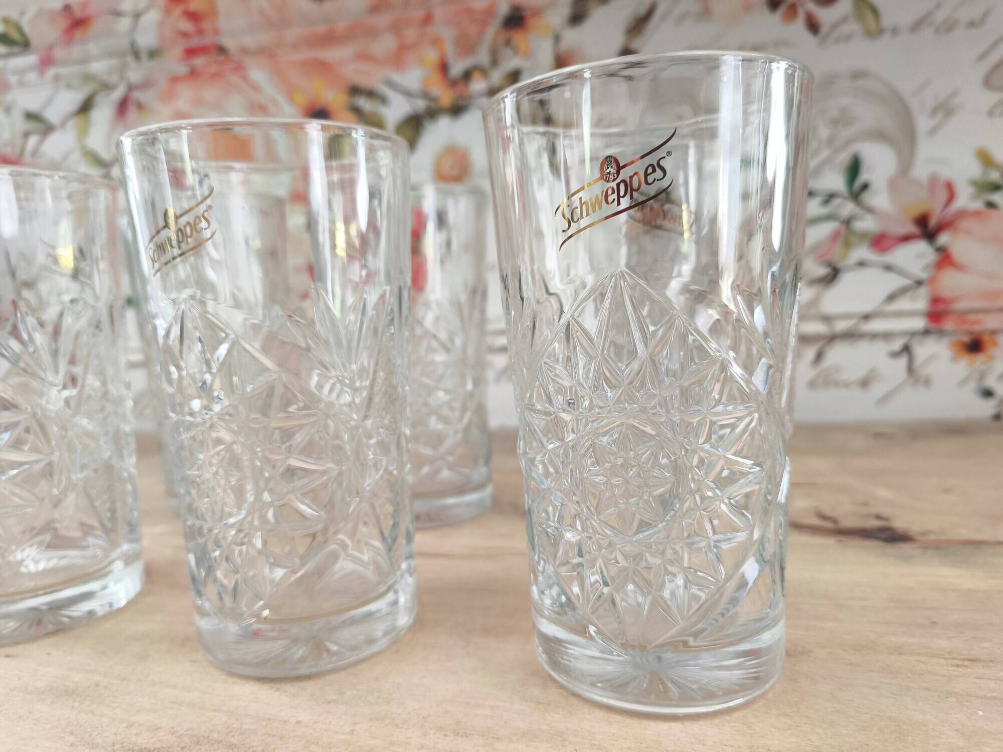 Set of 6 promotional Schweppes Long Drink glasses.