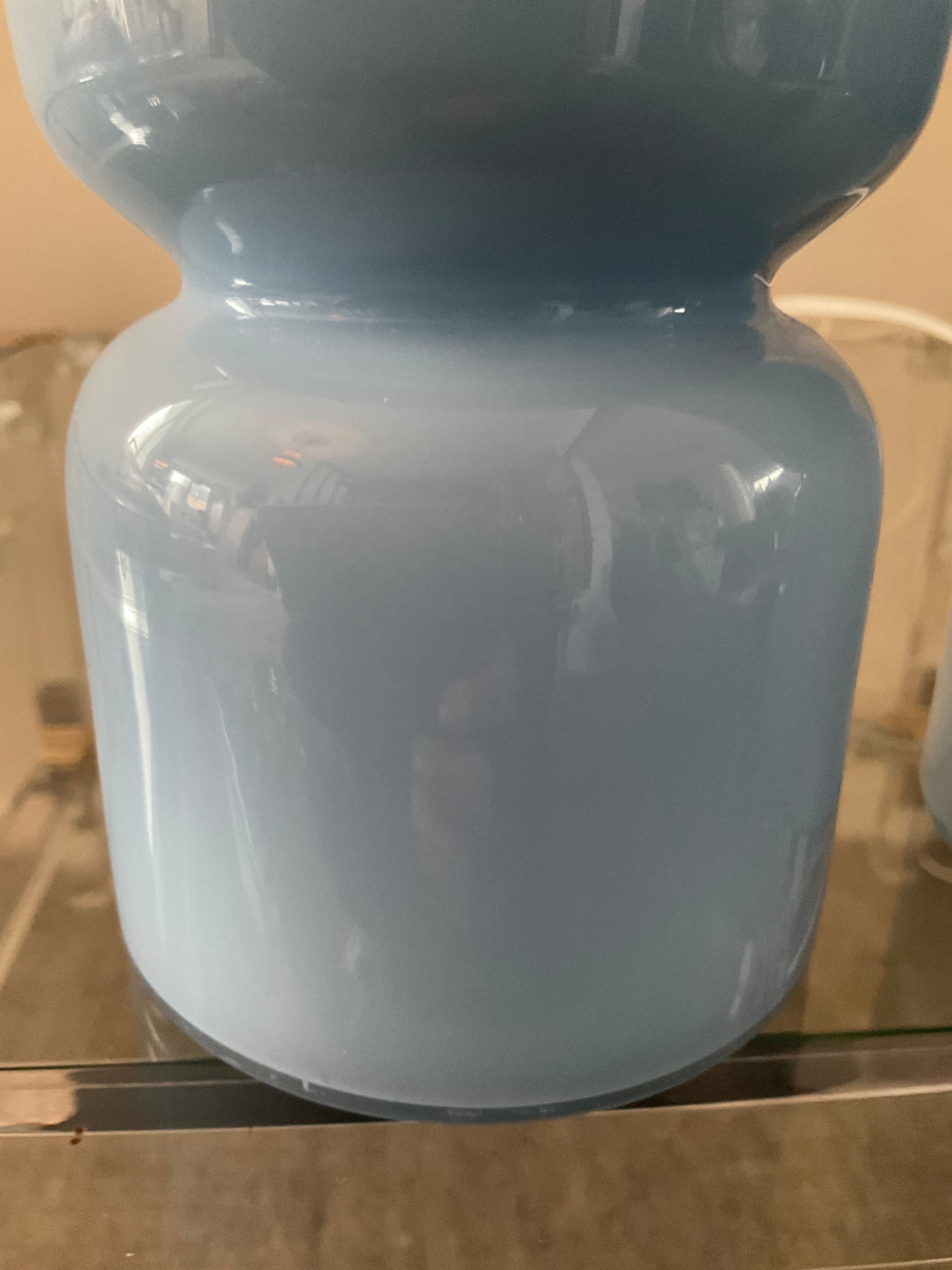 Pair of vintage lamps in blue glass
