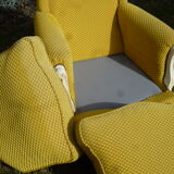 Set two chairs shabby chic fabric yellow
