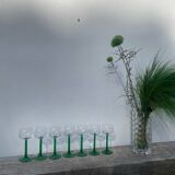 7 green glass stemmed glasses